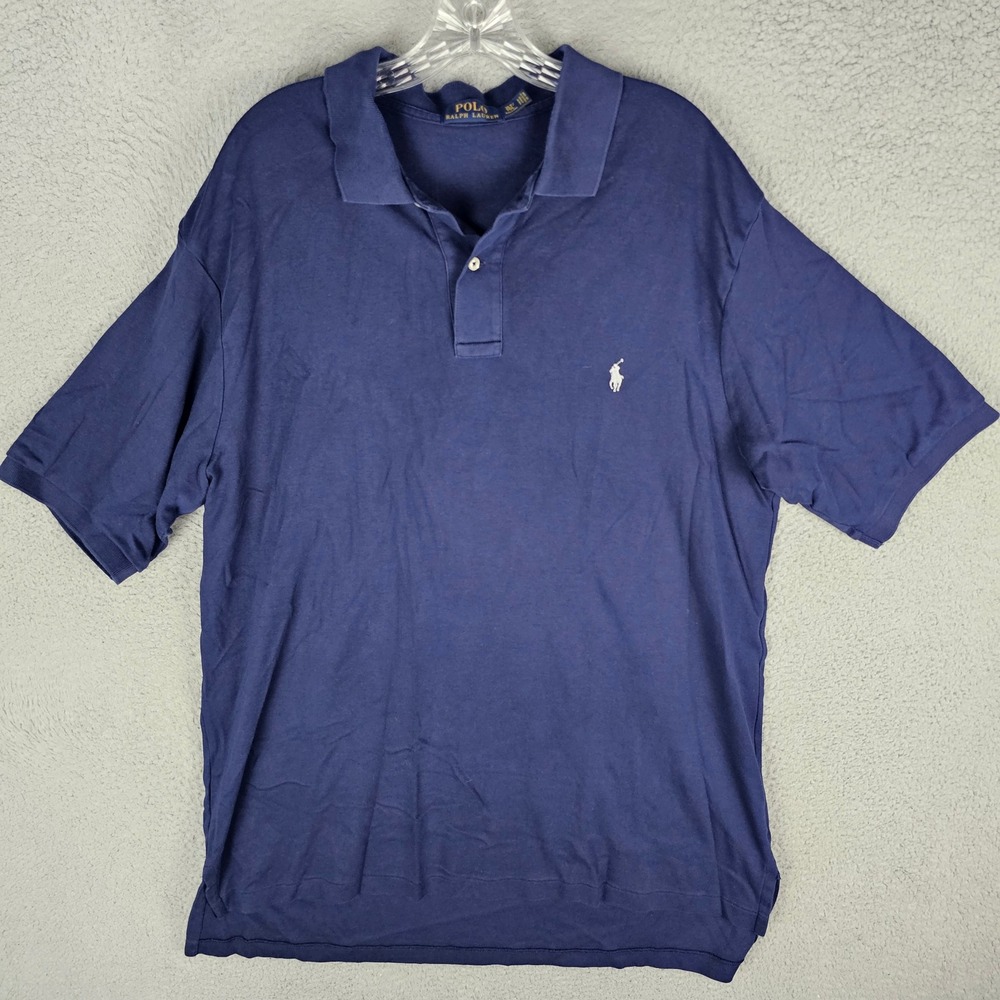 Polo Ralph Lauren Polo Shirt Men XLT Blue Short Sleeve Pony Logo Cotton Tall